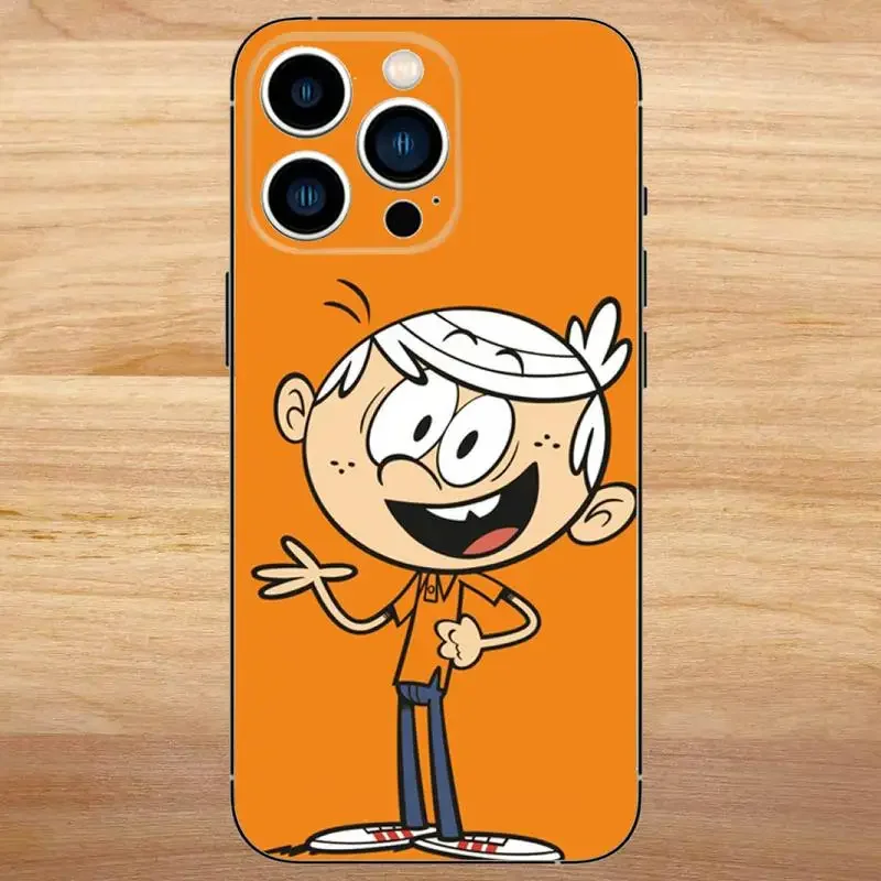 حافظة هاتف كارتون The L-Loud House لهاتف iPhone15,14,13,12,11,Pro,Max,Plus,Mini,X,XS,XR,8,7,6,S,Plus,SE حافظة سوداء ناعمة