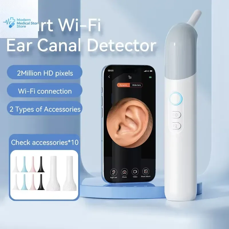 2026 New, High Quality, 1080P Wireless Ear Camera with 6 LED Lights for Ear Nose Care Inspection Includes 10