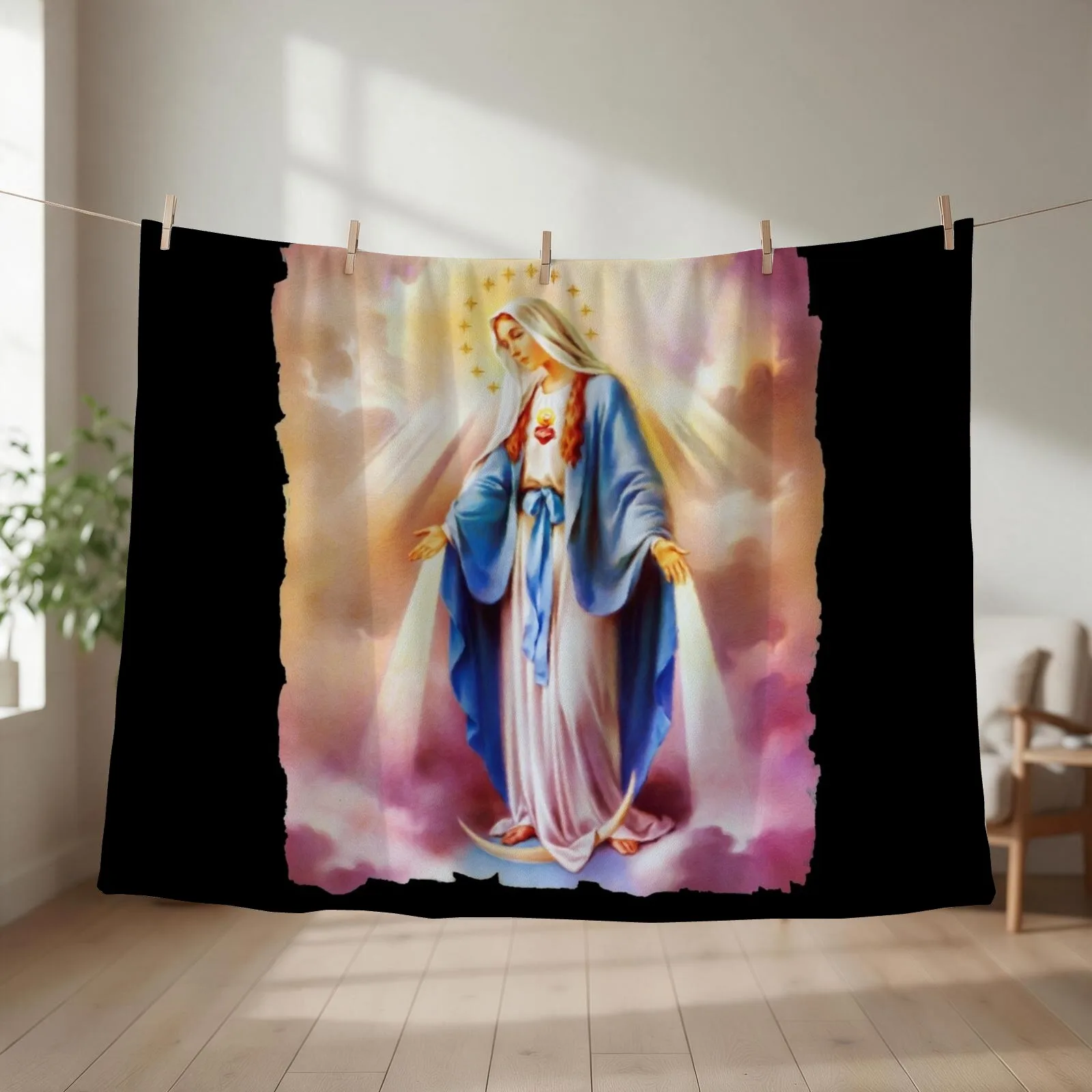 Virgin Mary colorful Painting Throw Blanket Decorative Throw Luxury Sofas halloween Blankets