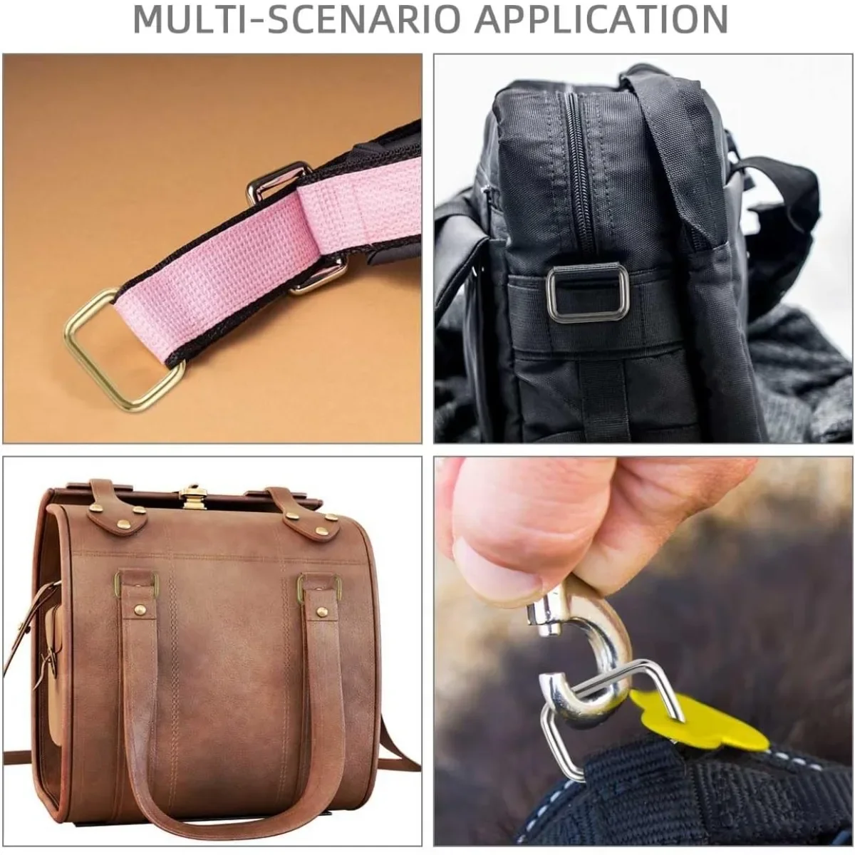 5pcs Metal Rectangle Ring Webbing Buckle Metal Rings for Bag Purse Ring for Strap Belts Buckles Square Ring