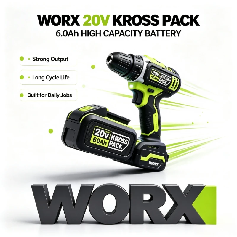 Original WORX 20V 5Ah PowerShare Battery WA3553 WA3054 WA3641 Durable High Cycle Life For Cordless Drill Polisher Home Assembly