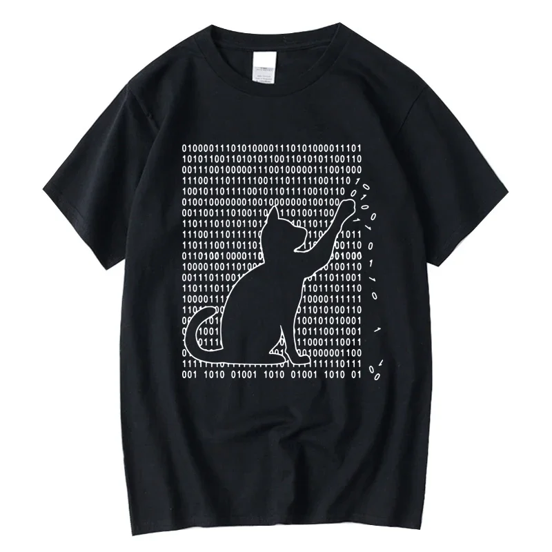 

Men's High Quality T-shirt 100% Cotton Funny Cool Cat Design Print Summer Loose Short Sleeve for Men T-Shirt Male Tops Tees