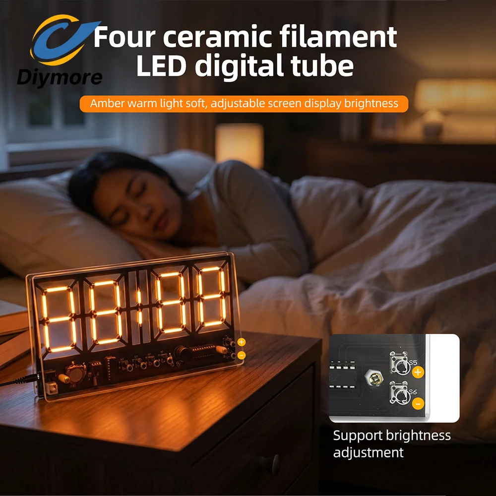 DIY Digital Clock Soldering Kit 6 Buttons Full Function Date Week Alarm For Bedroom Desk Decor Parent-Child Handcraft Project