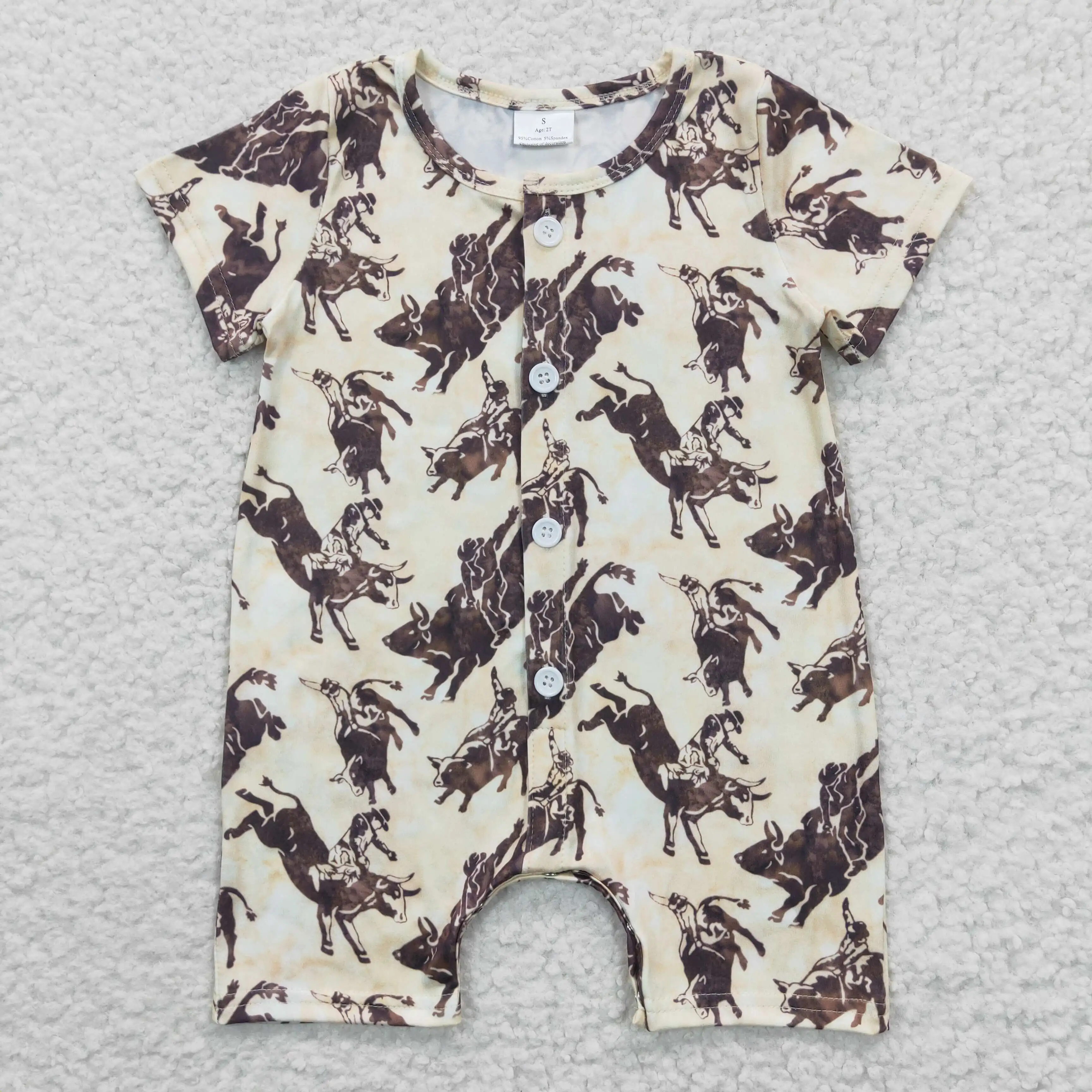 2​023 Latest Design RTS Baby Button Bodysuit Toddler Boys Clothing Onesie Kids Cowboy Western Rompers