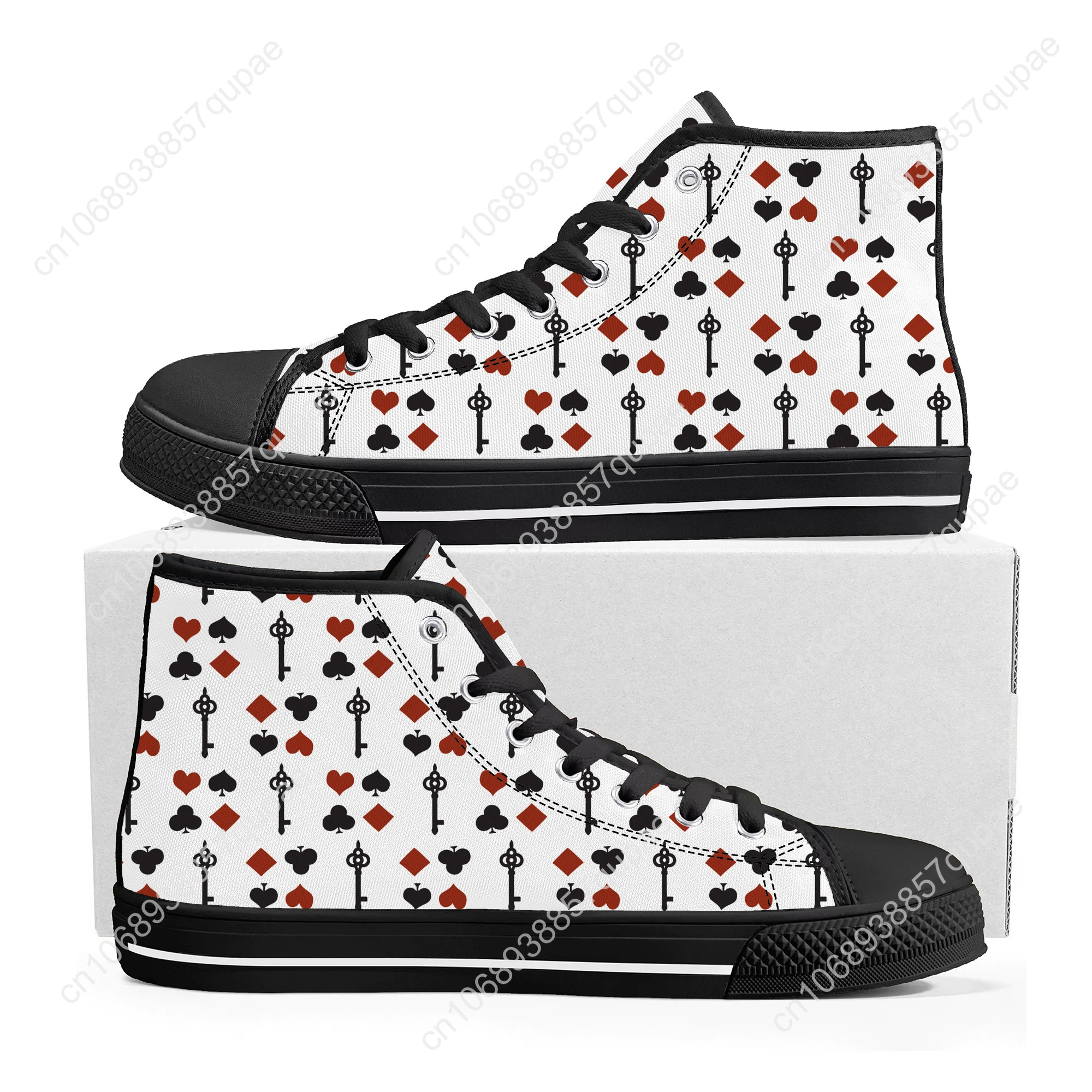 

Playing Card Poker 3D Printed Pattern High Top Sneakers Mens Womens Lightweight Canvas Sneaker Ghana Hiking Casual Custom Shoes
