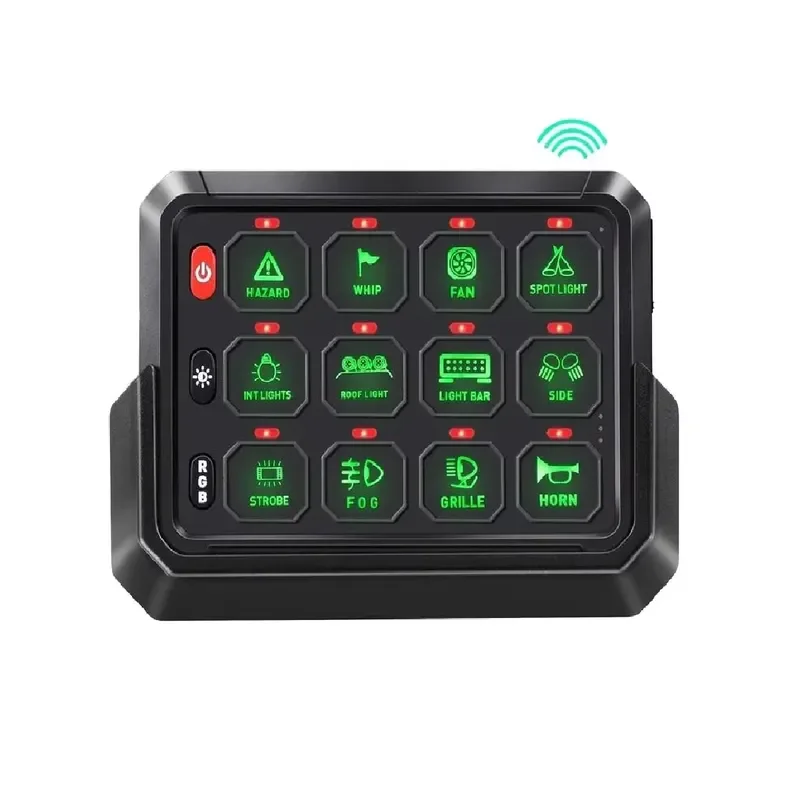 2026 Hot Sale Led 12 Gang 12V 24V Relay Switch Panel Wireless RGB Circuit Control Truck Fuse and Relay Box With RGB Color