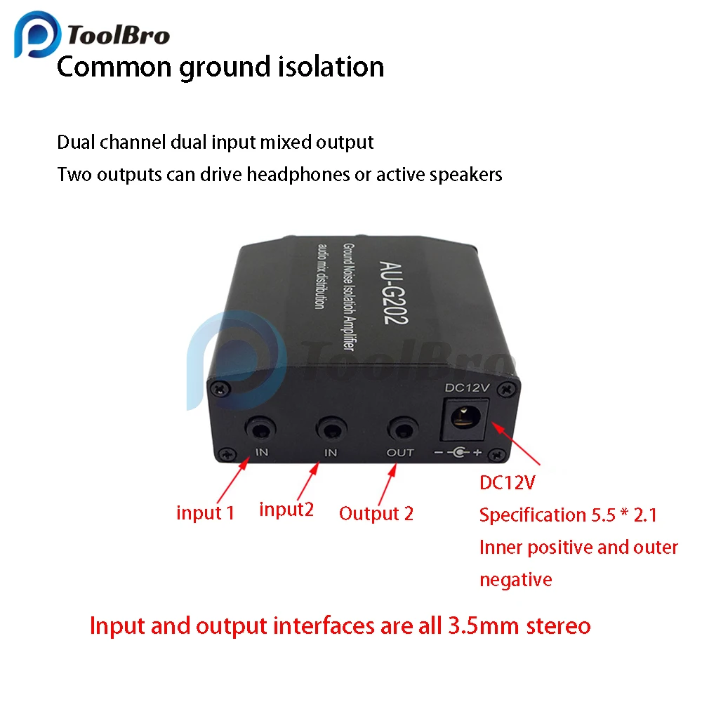 Ground Noise Isolation Amplifier Audio Mix Distribution Stereo Mixer DC 5-18V for Headphone Power Amplifier Speaker Subwoofer