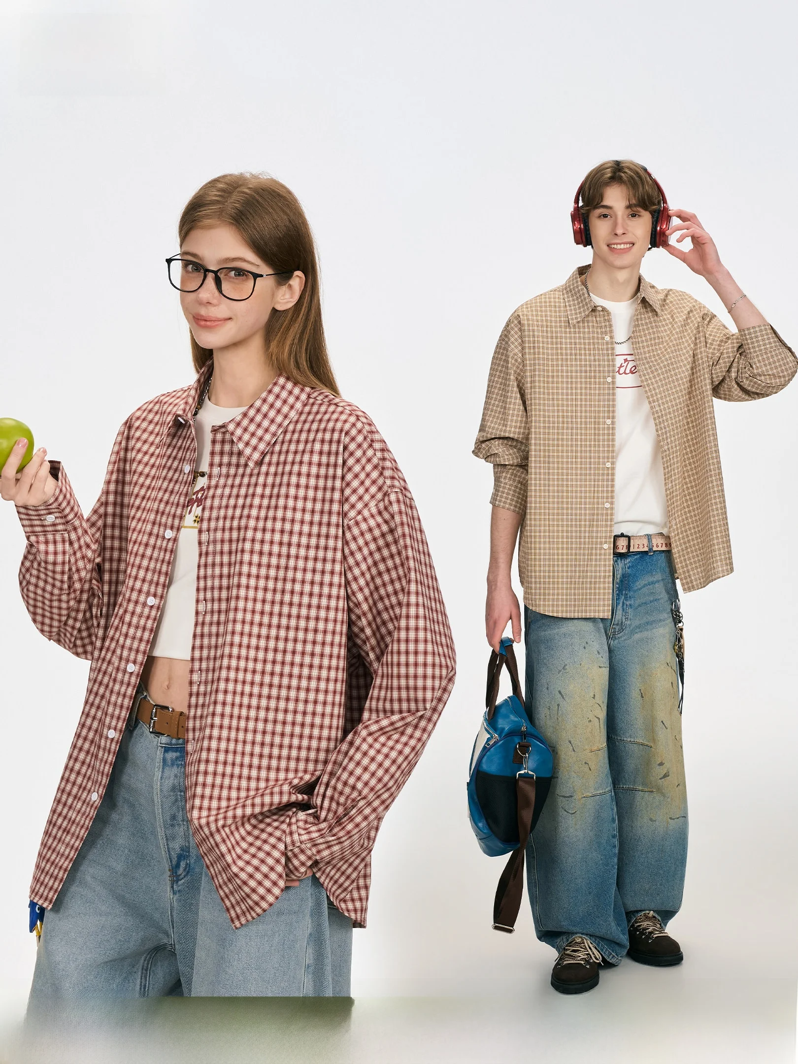 

Beetle Town American Sle Retro Plaid Long Sve Women's Casual irt Spring Autumn Lazy Sle Outerwear Top Cotton