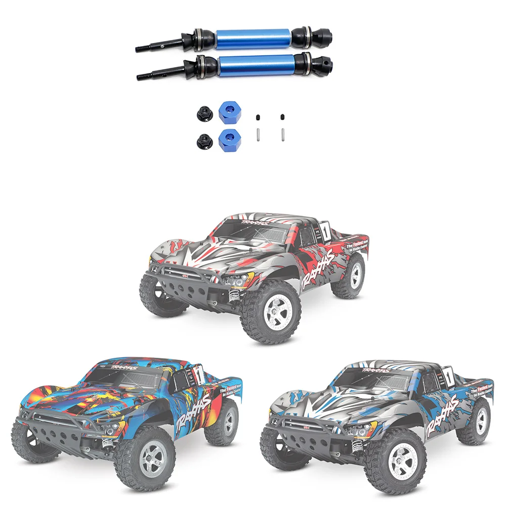 Eje de transmisión trasero de Metal CVD, 2 piezas, para 1/10 Traxxas Slash Rustler Stampede Hoss VXL 4X4 2WD RC Car Upgrade Parts, azul