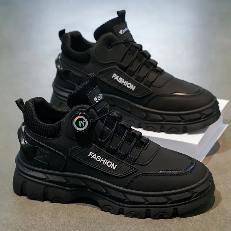 2025 botas altas de pelúcia de inverno para homens, sapatos de trabalho retrô estilo britânico, botas curtas quentes de sola grossa da moda