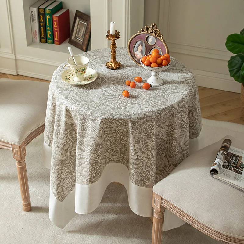 Tablecloth, cotton linen fabric, retro pastoral style living room high-end round coffee table cover dining table tablecloth