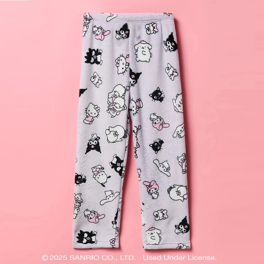 

Sanrio Hello Kitty & Friends, пижамные штаны из кораллового флиса с широкими штанинами, одинаковые семейные наряды, мягкие и удобные, свободного кроя, осень-зима