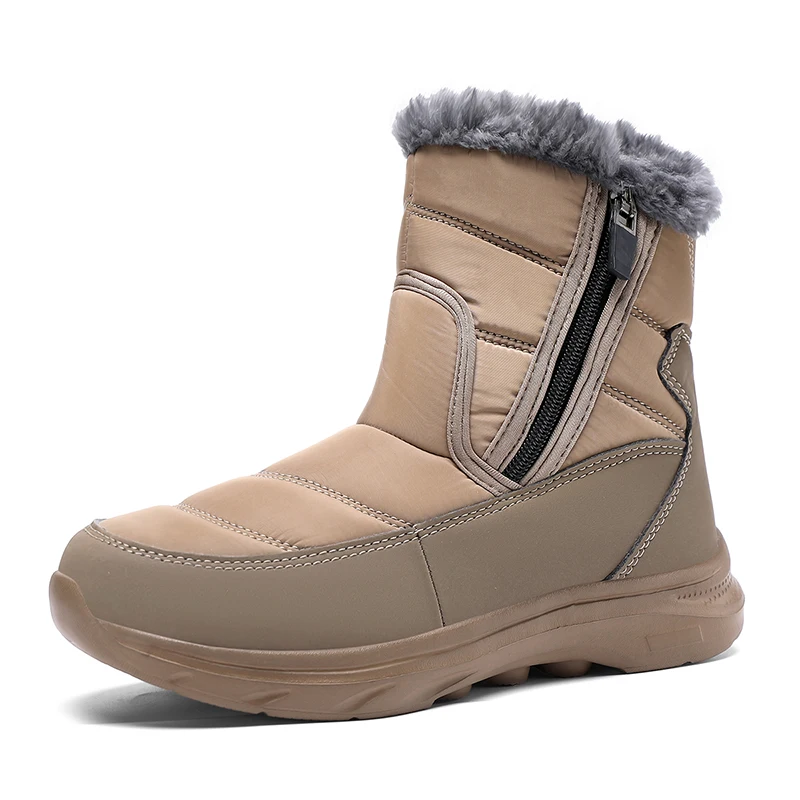 

Men's thick-soled warm shoes, men's snow boots, men's anti-slip zipper flat shoes, plush outdoor shoes, fashionable ankle boots