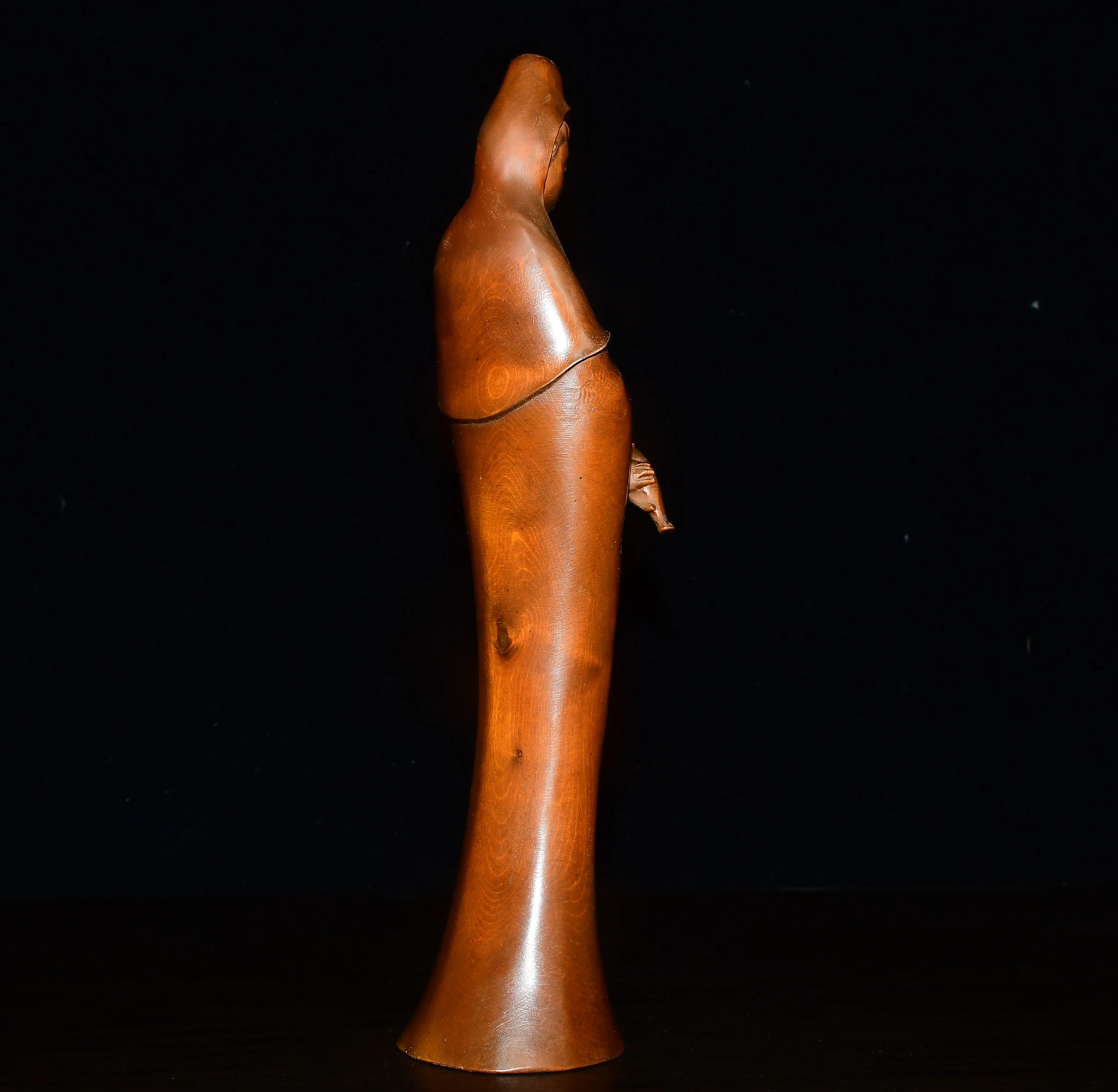 10" Colección de Templo Tibetano, Buda Guanyin Bodhisattva de Buxwood Puro Antiguo en Caja, Buda de Pie, Amitabha, para Salón de Culto y Casa