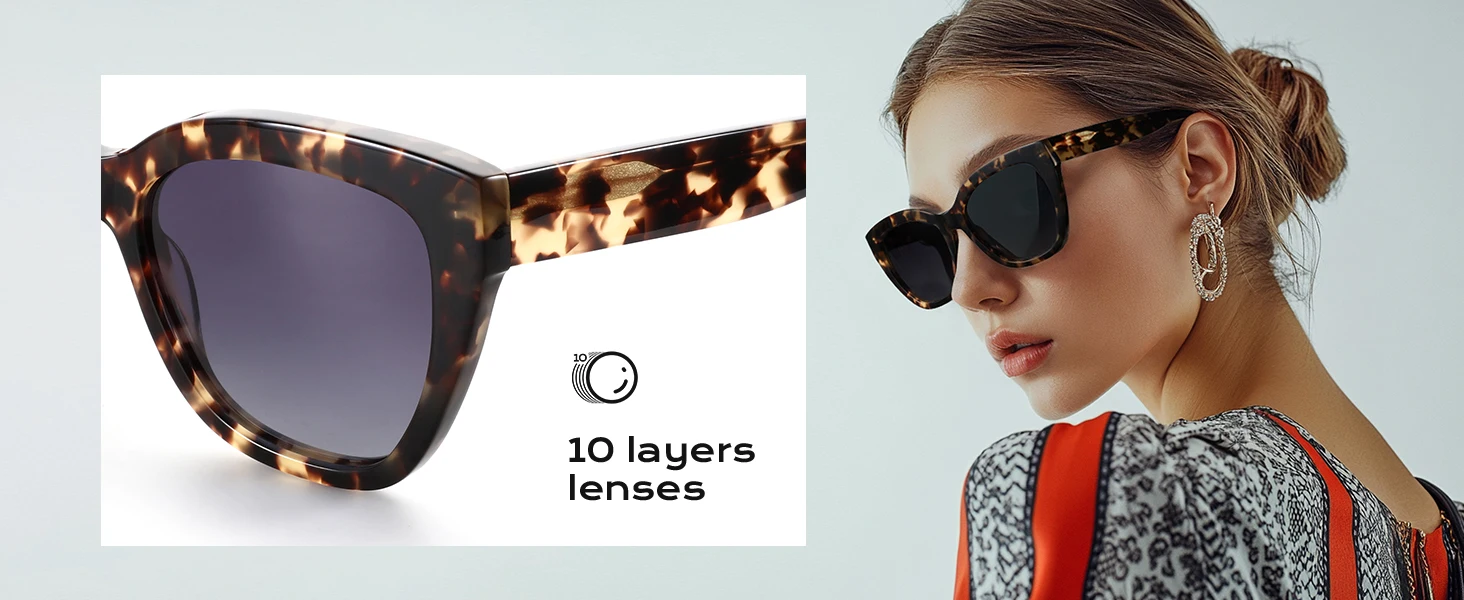 ZENOTTIC Modedruck, quadratisch, polarisiert, Sonnenbrille, Acetat-Schmetterlings-Sonnenbrille für Damen, zum Fahren, UV400-Schutz – Detail 4