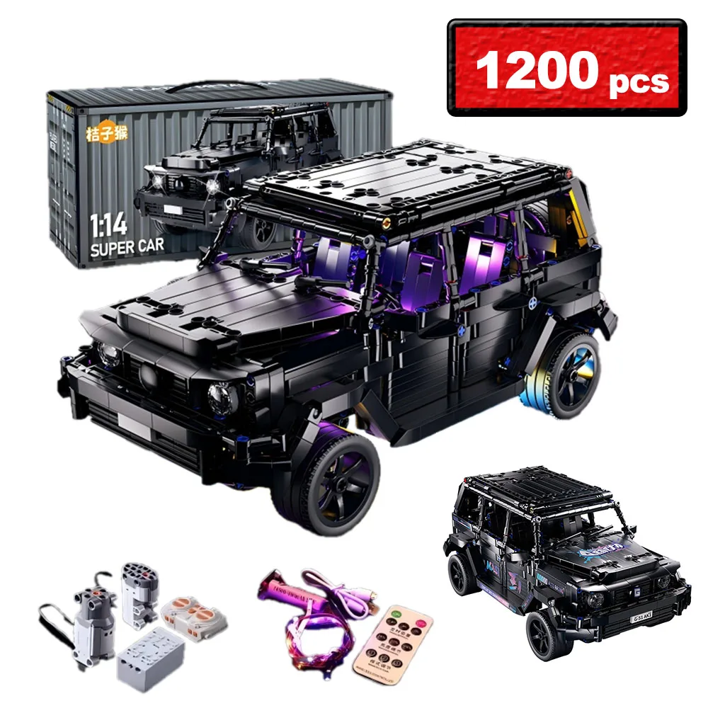 

Технический 1:14 RC черный внедорожник, строительный блок MOC, электрическая радиоуправляемая строительная модель, кирпичи, автомобиль, игрушки, подарок для взрослых и детей