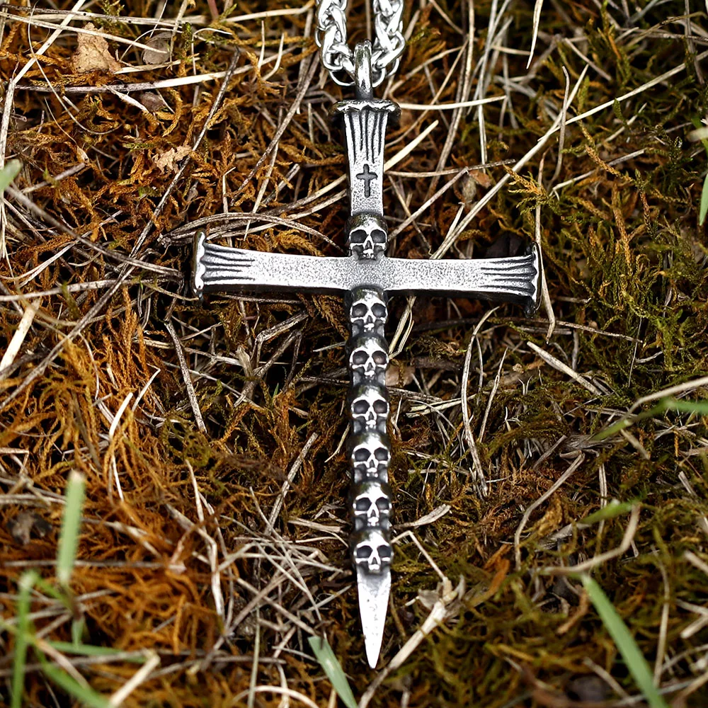 Nouveaux modèles créatifs croix crâne cercueil collier pendentif pour hommes gothique Punk bijoux pour cadeau livraison gratuite livraison directe 5.0