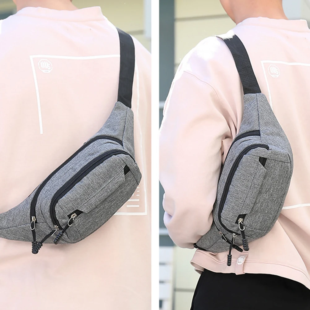 Adjustable Grey Sports Waist Bag Durable Oxford Cloth Running Belt Large Capacity Men Fanny Pack Outdoor Sports Accessories