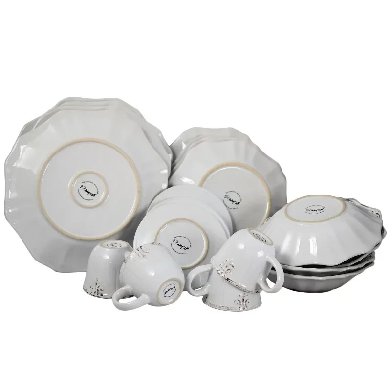 Fleur De Lys 20-Piece Dinnerware Set in White