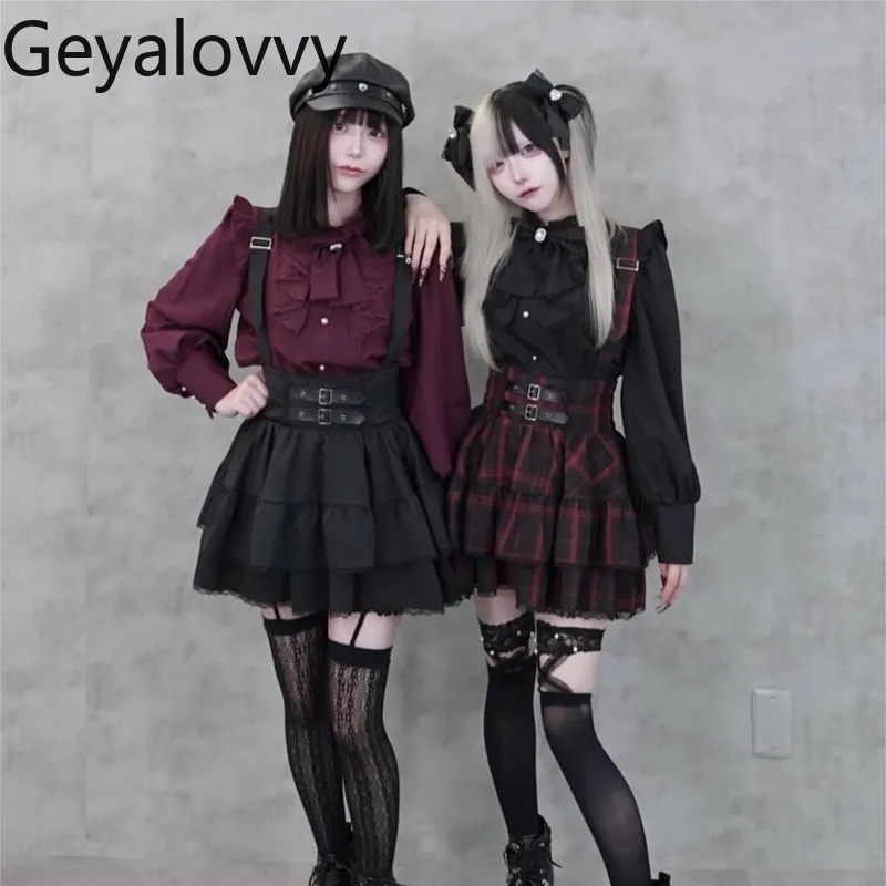 

Новая японская милая милая кружевная юбка на бретельках для девочек, весна-лето, универсальные утягивающие короткие юбки с высокой талией на подтяжках