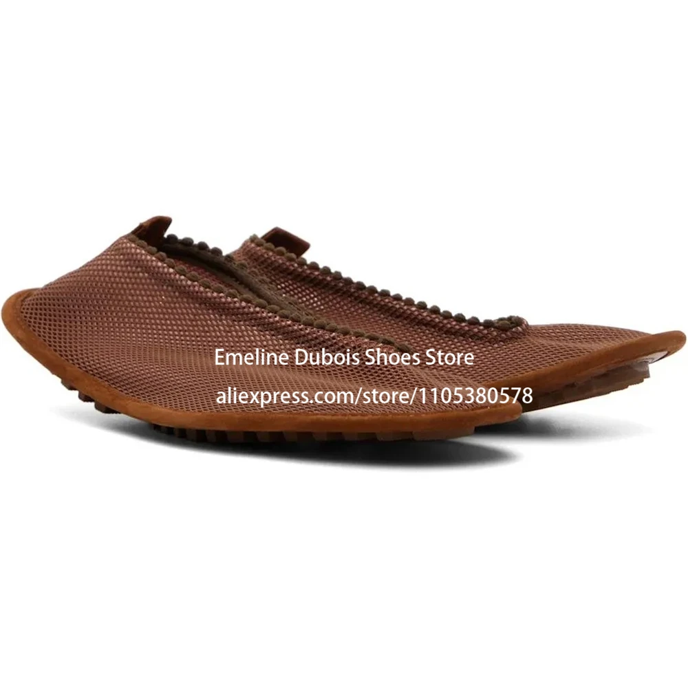 

Novelty Suede Trimmed Knitted Mesh Elastic Flats Women Designer Style Slip on Casual Shoes Daily Fashion Soft Sole Ladies Flats
