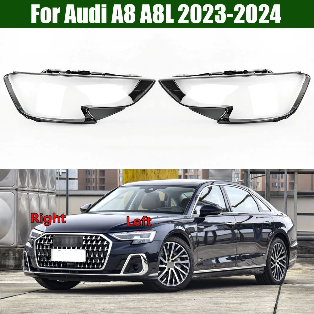 For Audi A8 A8L 2023 2024 Front Headlight Cover Transparent Lamp Shade Headlamp Shell Lens Plexiglass Replace Original Lampshade