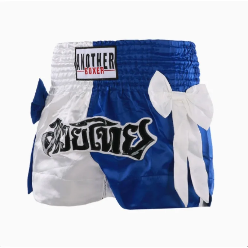 Muay Thai Shorts Pink Bow Gradient Thai Boxing Shorts Women Men Children Kickboxing Fight Pants Gym Wrestling MMA Shorts Bowknot