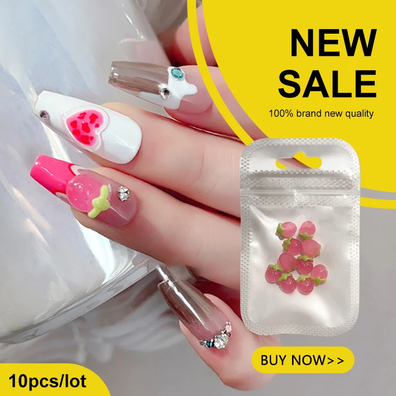 

10pcs Resin Mini Cherry Strawberry Nail Art Flat Back Stone Figurines Scrapbook DIY Jewelry Decor Crafts
