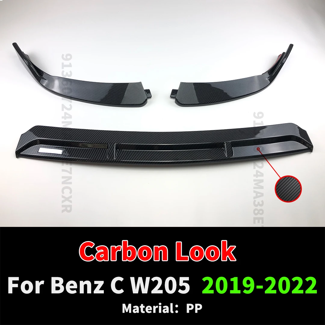 BRABOS Style voor Mercedes Benz C W205 2014-2022 Guard Carbon Fiber Look voorbumperlip kin, vergelijkbaar met C180 C200 C260 C300 Tuning