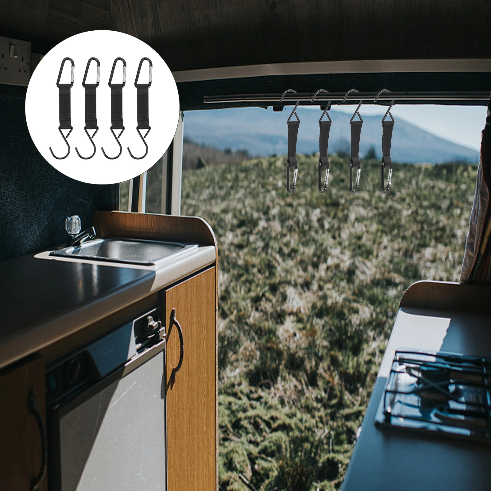 

4Pcs Metal Hooks Strong Portable Outdoor Supplies Hanging Pots Lamps Bags Easy Install Outdoor Camping Supply Metal Hooks