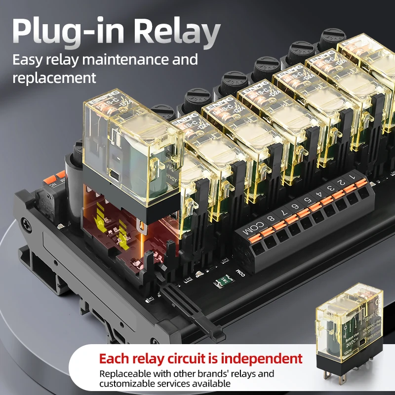 

Panasonic ENMG RJ1S/RJ2S 1NO1NC Relay Module 24VDC 8/16Ch SPDT PLC Signal AmplifierBoard, DlN Rail Compact Control for Industria