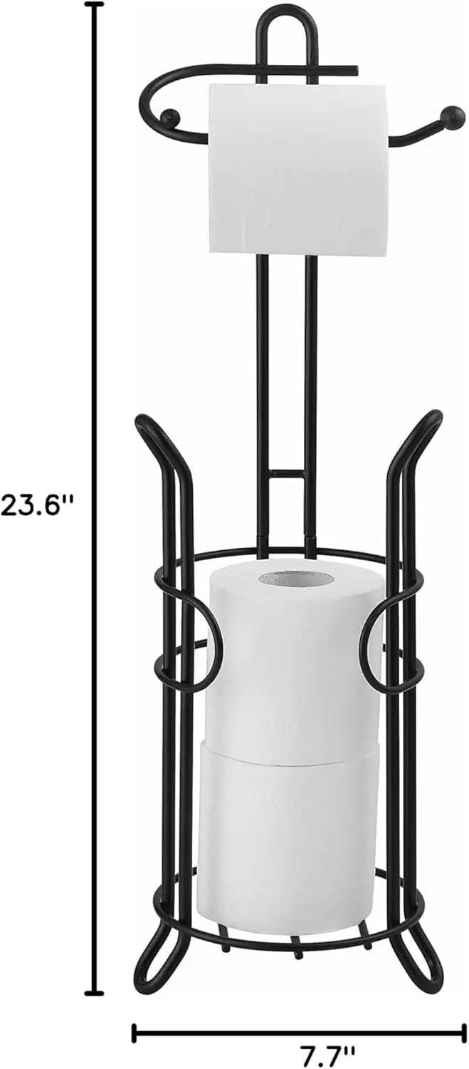 Bathroom toilet paper roll storage rack, with sufficient space in the reserved area to store extra large rolls (black)