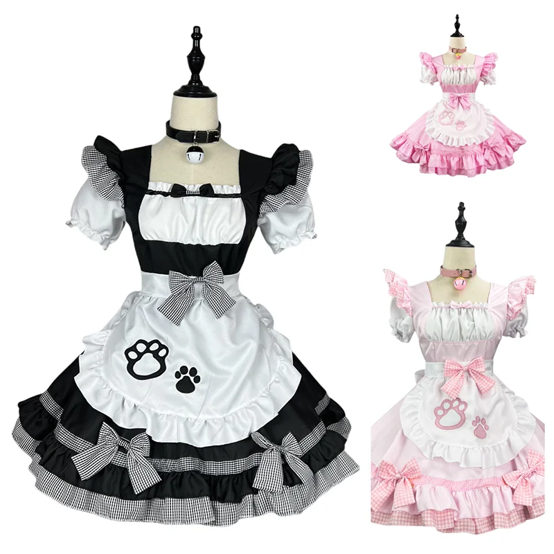 

Sweet Cat Girl Maid Cosplay Costume Japanese Anime Lolita Coffee Waitress Halloween Party Dress Women Comic Con Role Play Outfit