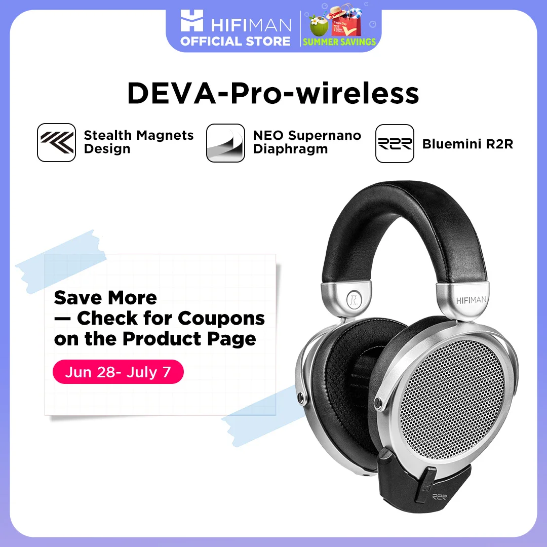 Auriculares Hifiman Deva-Pro Over-Ear De Tamaño Completo, Abiertos, Con Imán Plano Y Receptor Bluetooth Bluemini R2R — -70%, 467.58€ Coupon, from 200.39€ – 70% descuento – €200.39