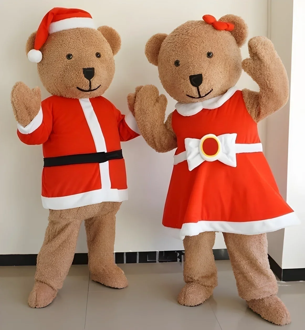 santa teddy bear mascot costume boy and girl teddy bear mascottes costume adult