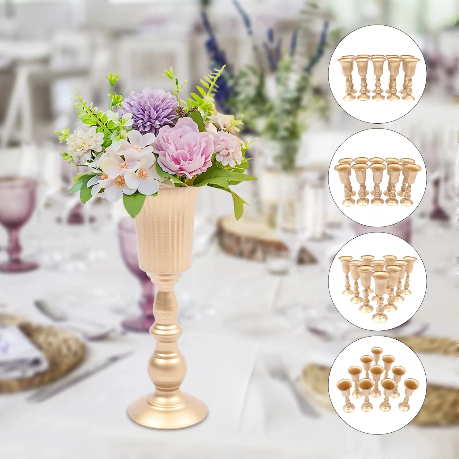 

New 10Pcs Metal Trumpet Elegant Wedding Centerpieces Party Decoration Artificial Flower Anniversary