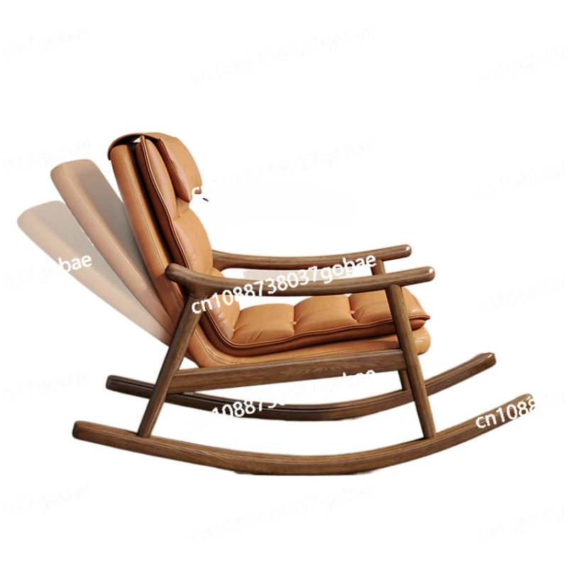 Solid Wood Rocking Chair Balcony Home Leisure Nordic Sofa Adjustable Armchair Rocking Chair