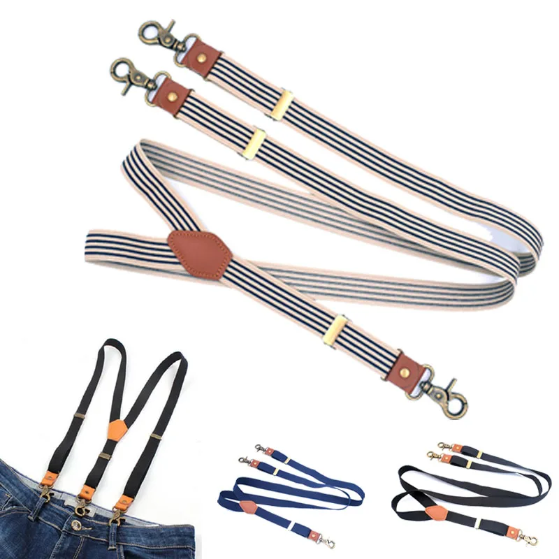 Винтажные мужские подтяжки, новые подтяжки с 3 крючками, мужские подтяжки для брюк, повседневные мужские подтяжки для брюк, модные регулируемые подтяжки