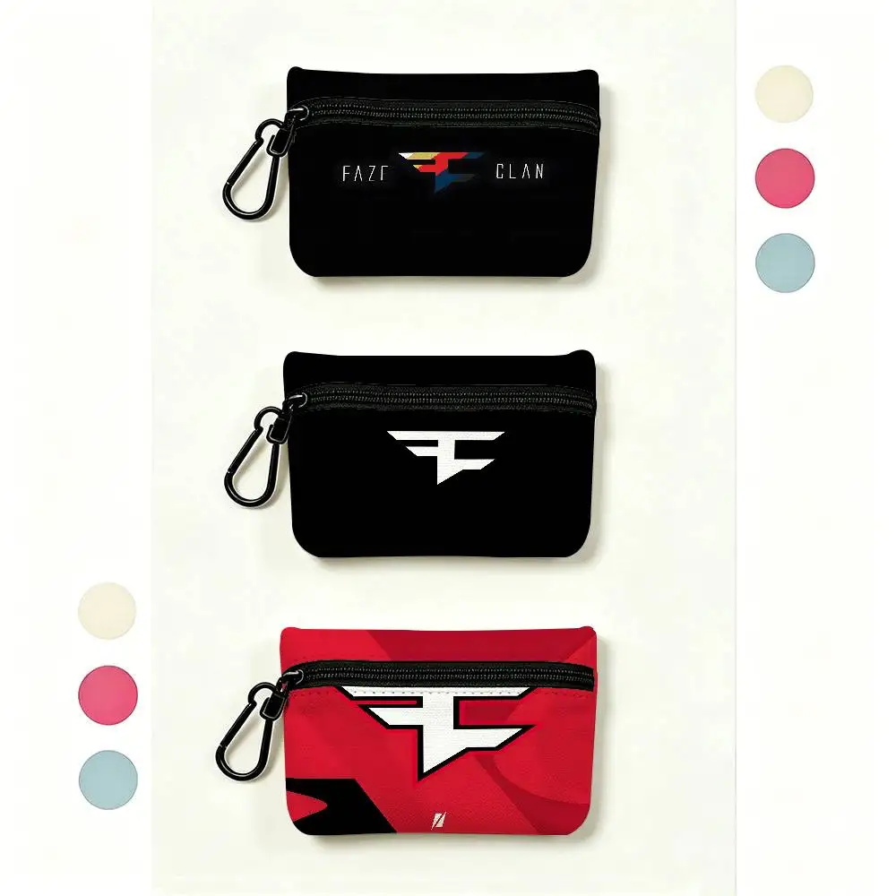 F-FaZe C-Clan Logo Wear-resistant Oxford Cloth Coin Purse Portable Backpack Hanging Card Storage Bag
