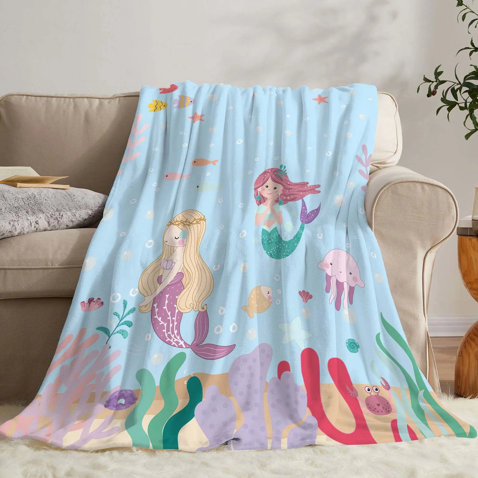 

Mermaid Children's Flannel Blanket, Soft and Comfortable, the Best Holiday Gift for Children, Suitable for All Seasons