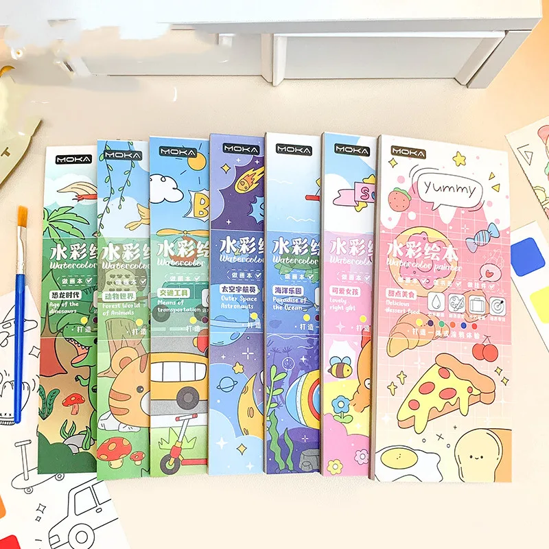 16 set/lot Creative Astronaut Animai Watercolor Memo Pad Set Cute Painting Drawing Book Bookmark Stationery Gift School Supplies