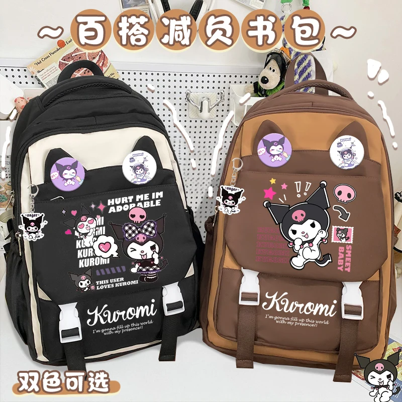 2025 New Sanrio Cartoon Cute Kero Kero Breeze Backpack for Girls Fashionable Teenagers Large Capacity School Backpack