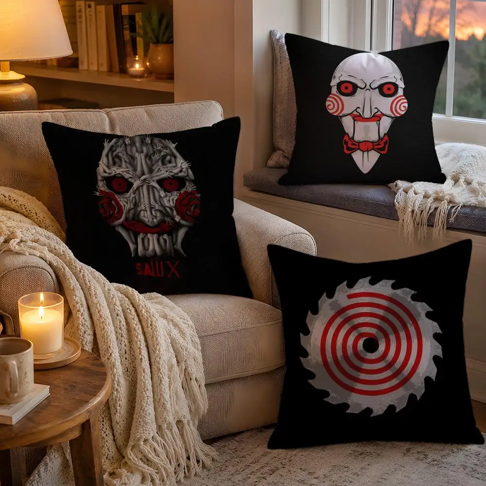 Horror Movie S-Saw X Anime Double-Sided Soft Plush Invisible Zipper Breathable for Sofa Bedroom Car Cushion Cover
