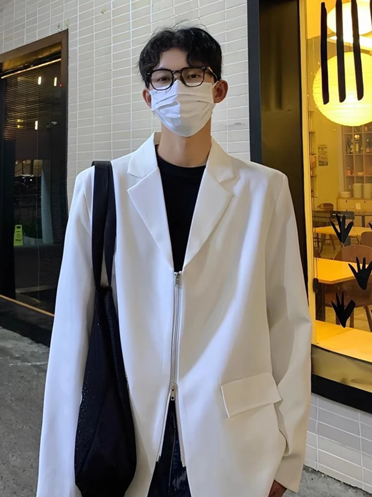 

Итальянский мужской пиджак Naples Pure White: повседневный, модный, с длинными рукавами, на молнии, матовый, стильный.