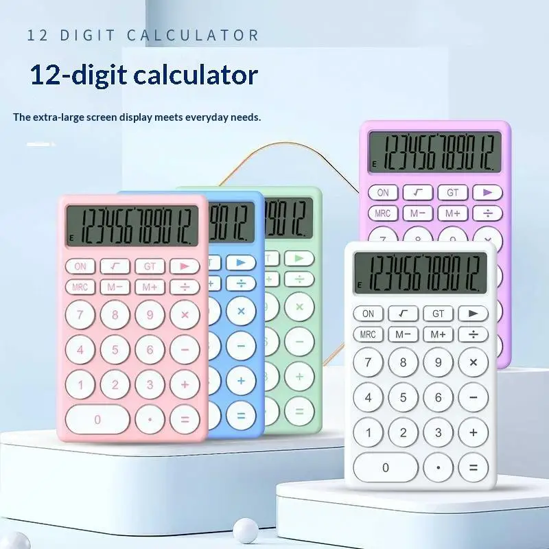 Mini Desk Calculator Big Buttons Slim Compact Body Anti-slip Base Accounting Tool for Home Office School Students