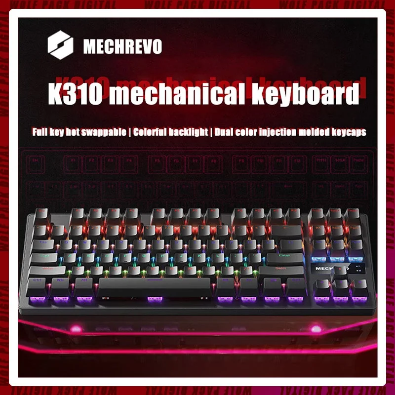 

Механическая клавиатура MECHREVO K310 для киберспорта, проводная, популярная, многоцветная, 87 клавиш, для настольного компьютера, ноутбука, периферийный подарок