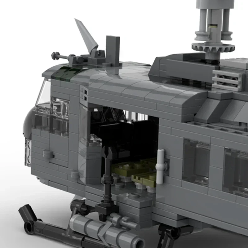 子供のための軍事モデルの建設,moc,UH-1H,iroquois,huey,ヘリコプター技術,モジュラーブロック,クリスマスおもちゃ,DIYセット,組み立てギフト