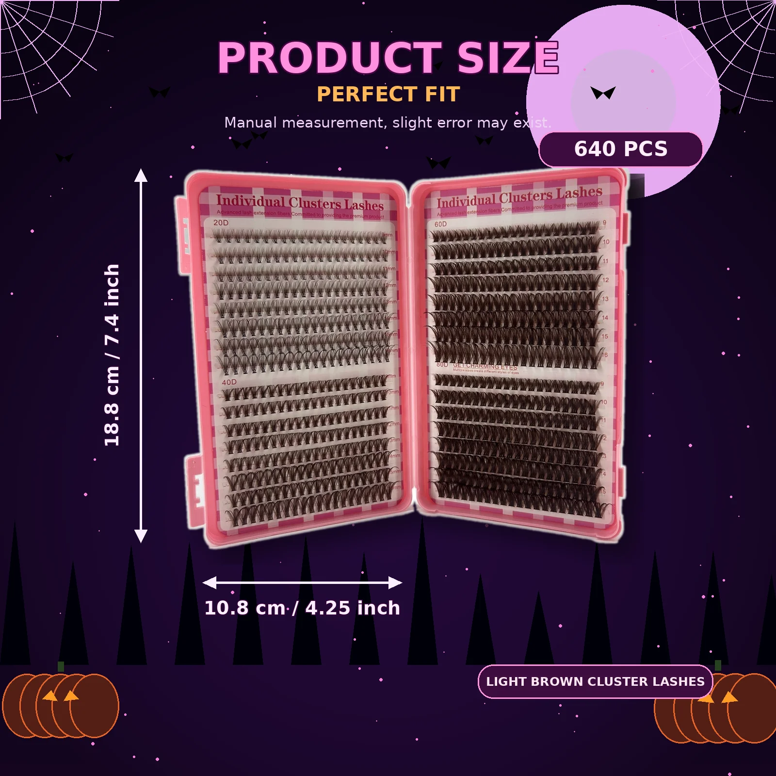 Segmented Cluster Lashes 640 Light Brown Single Cluster False Eyelashes, Multi-Density Natural to Thick Holiday-Style Lashes, Soft Realistic Fiber Lashes, Pink Flip-Top Portable Storage Box Design - 20D‑80D Multiple Specifications, 9‑16mm Mixed Pack, Reusable, Light and Natural on the Eye, Suitable for Daily Charm and Special Occasions
