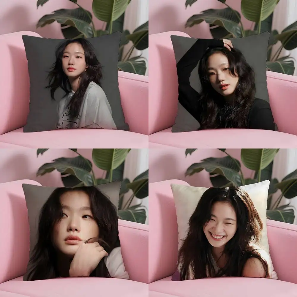 غطاء وسادة K-Korean K-Kim Go Eun آمن للصور المخصصة، وسادة من الصوف المصقول المضاد للبهتان، آمن للأمهات والرضع. #1