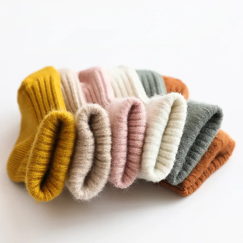 Chaussettes rayées en coton pour enfants, chaussettes longues épaisses, chaussettes chaudes pour tout-petits, chaussettes de sol pour garçons et filles, accessoires vestisenspour enfants, automne et hiver